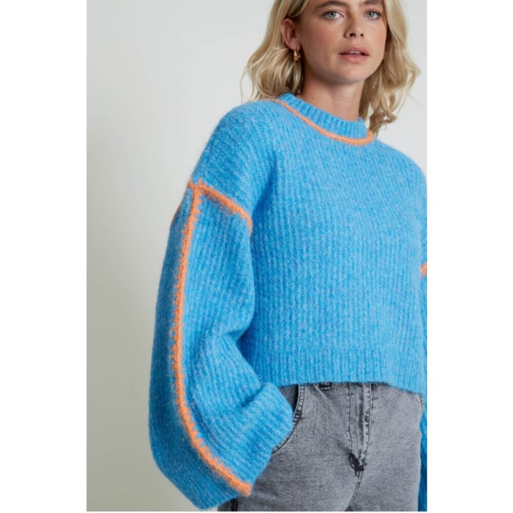 Native Youth Leni Whipstitch Sweater‎ blue orange